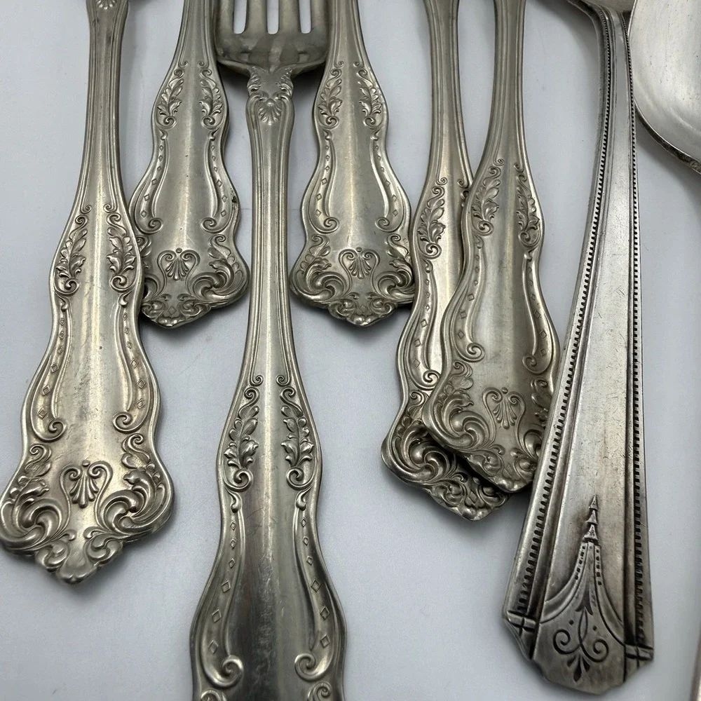 Vtg Silver Plated Flatware Mixed Lot Antique Crosby Oneida Rogers Panama Fork